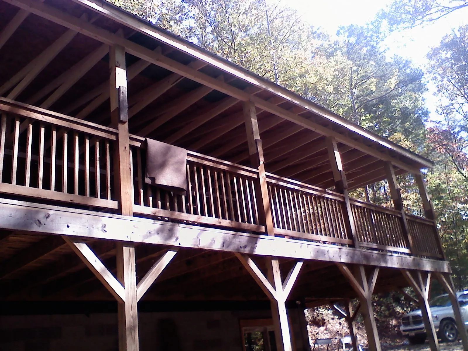 Timber framing under a new elevated porch and deck — Roof Leak Repair in Greer by Roofing Brothers
